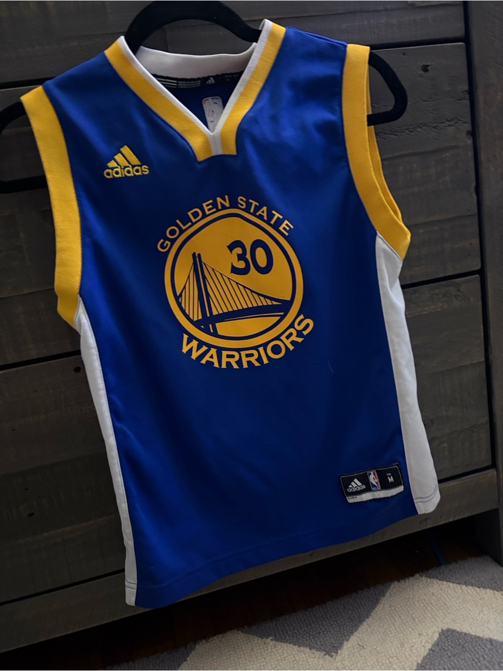 adidas Golden State Warriors #30 (Steph Curry) Blue and Yellow Basketball Jersey